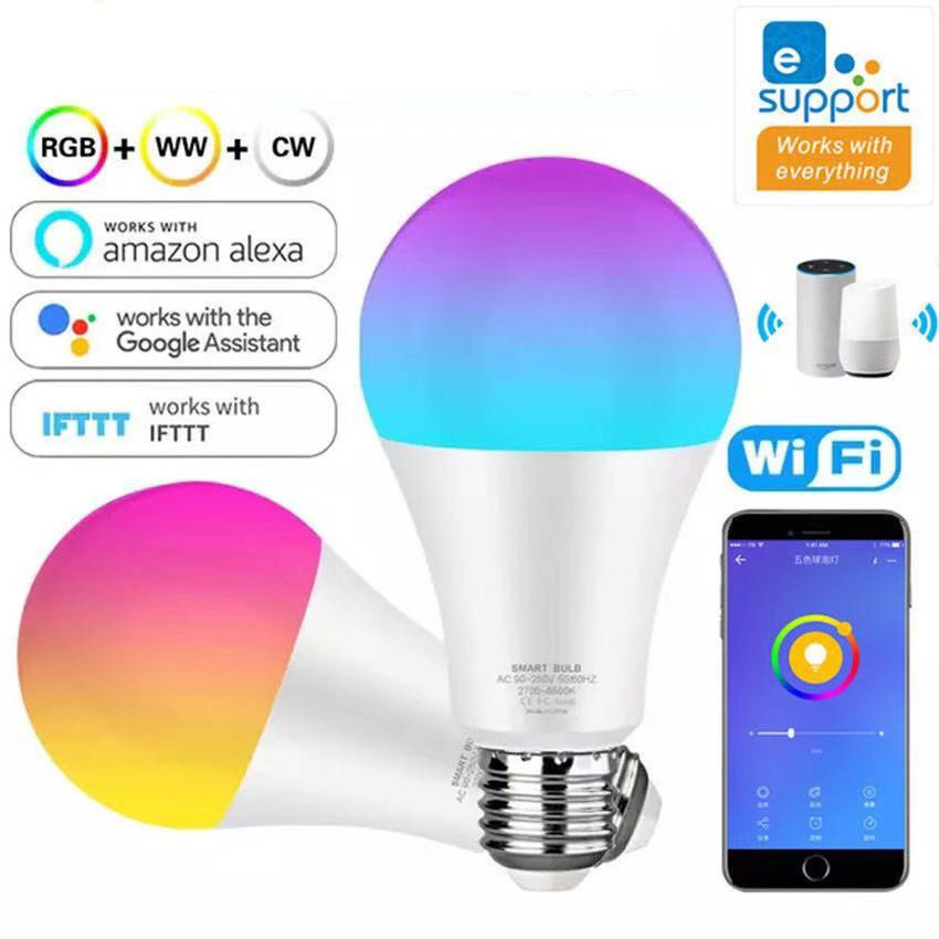 A60 E26 E27 7W 9W 12W Smart Phone Remote Controlled Wifi App RGB Indoor Wifi Smart Led Light Bulb