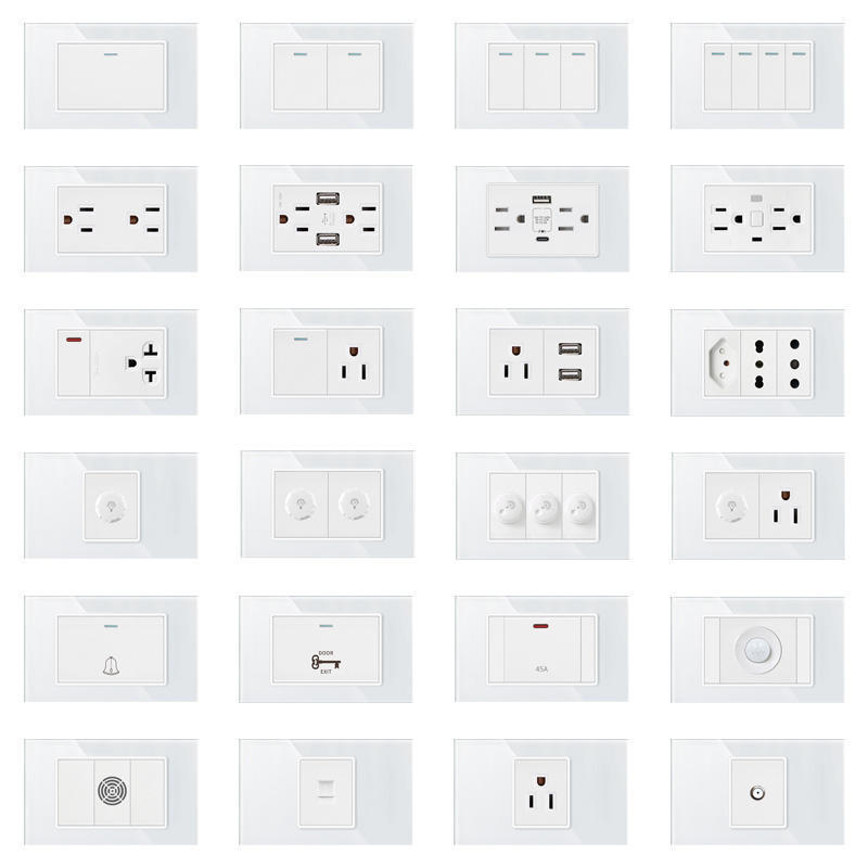 American Standard 118 Type White Tempered Glass Panel Touch Controlled Delay Wall Switch Light Electric Switches