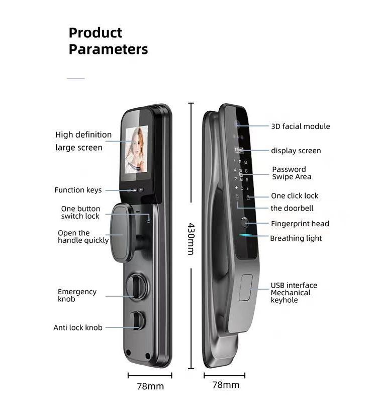 Tuya Zigbee Automatic Face Recognition Intelligent Lock Remote Visual Cat Eye Lock Smart Electronic Lock