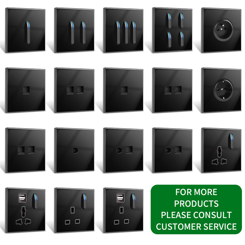 Warehouse Wholesale Price Customized Wall Switches And Sockets Piano Keys Light Switch Socket For Residential