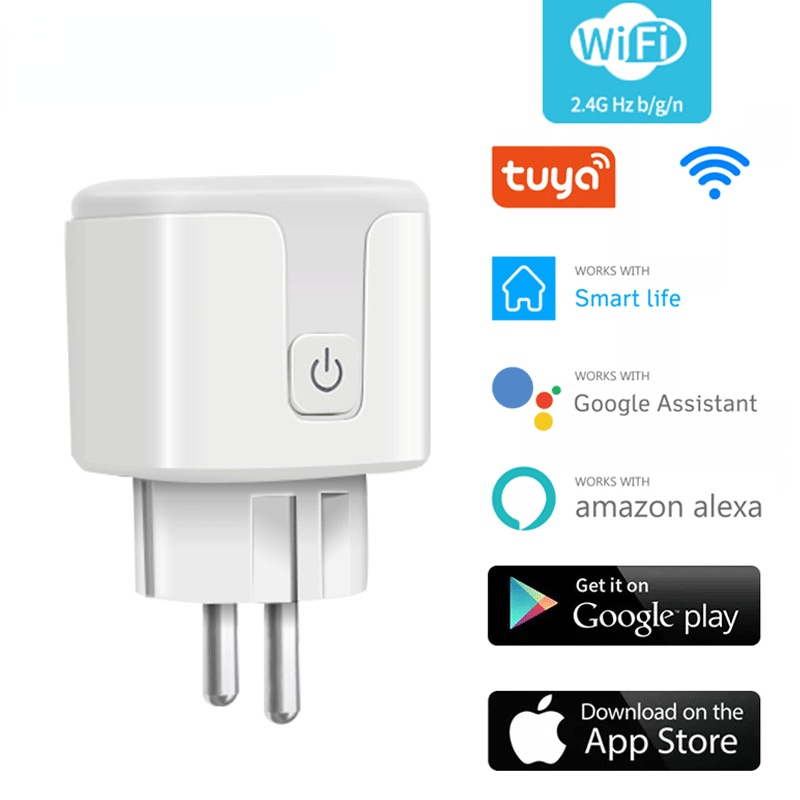 Tuya Wifi Eu Smart Plug 16A 220V Wireless Adapter Voice Remote Control Power Monitor Google Home Alexa Timer Socket