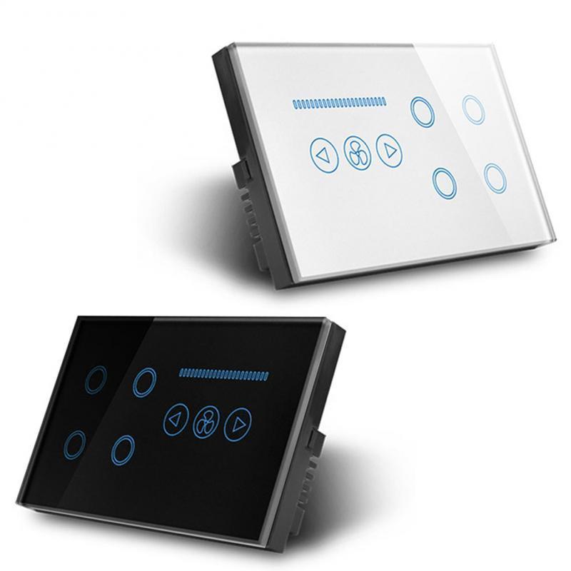 Summao 147*86mm UK Crystal Glass Panel Smart Wifi 4Gang & Fan Dimmer Combo Touch Switch With Power Metering Function