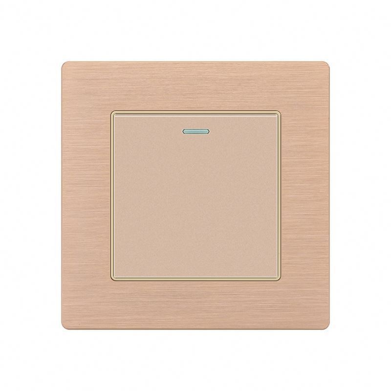 Wall power light switch with indicator light 1 gang 1/2/3 way luxury light push button switches aluminum alloy panel 220V