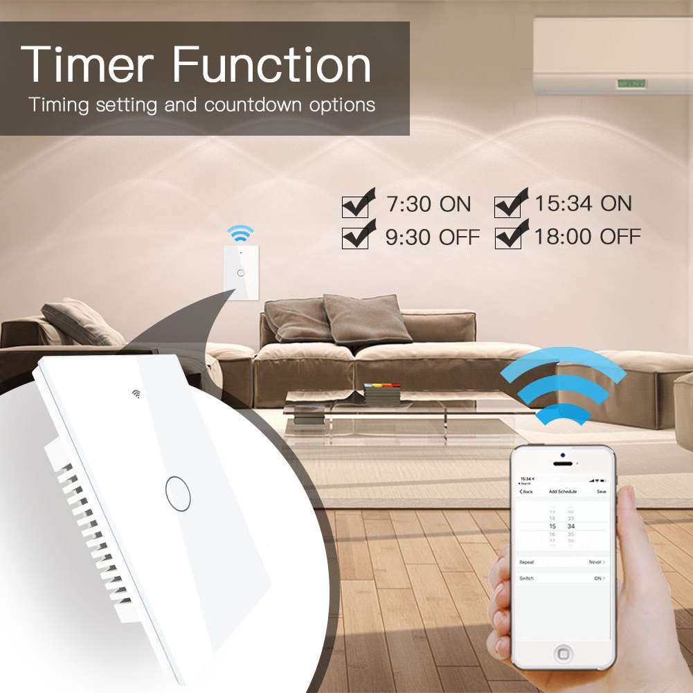 1 2 3 4 Gang Us Light Wall Smart Switch Glass Interruptor Rf433 Tuya Mini Wifi Switches Alexa Google For Home