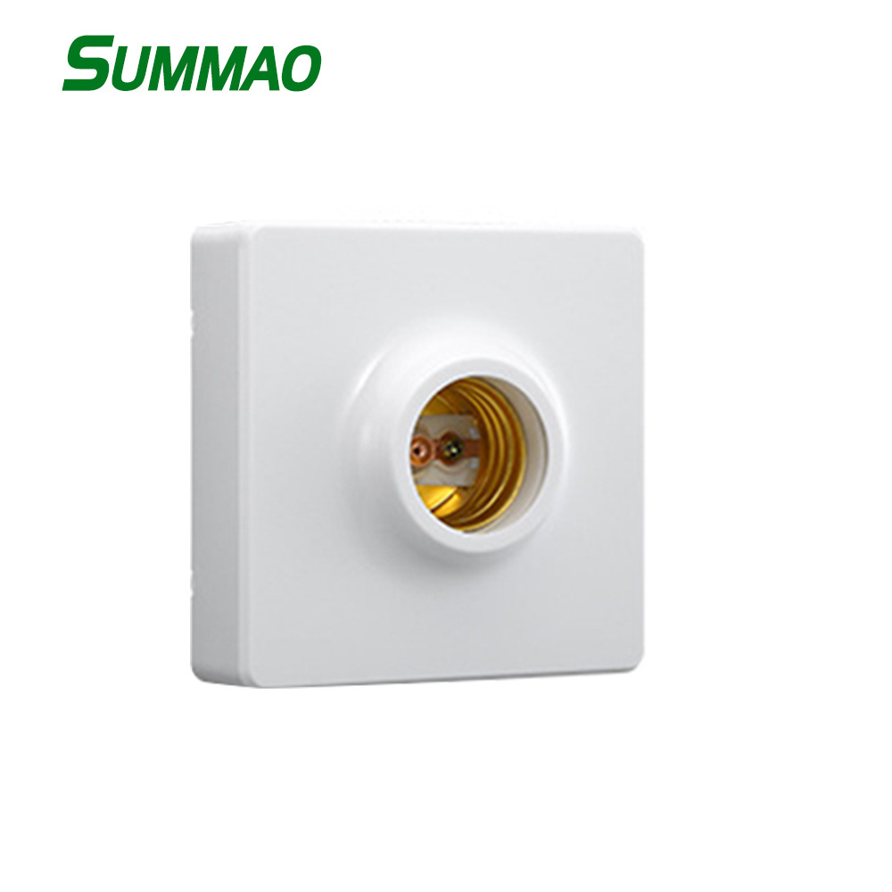 E27 LED Light Bulb Holder Round Square Fitting Socket Switch E27 Base Hanging Lamp Socket for Home