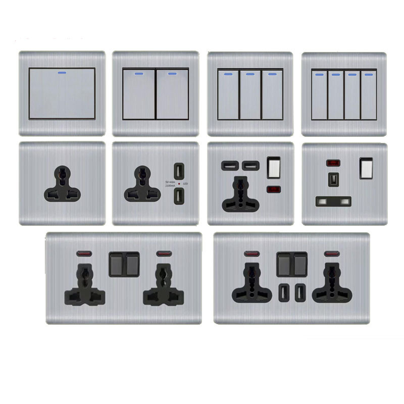 10A Light Control Switch, 1 Gang Large Panel Switch Three Pin Socket