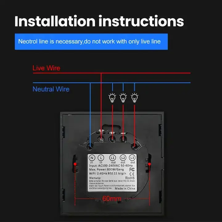 Tuya Wifi Smart Eu Us 1 2 3 4 Gang Light Wall Switch Touch Switch Work With Alexa And Google Home