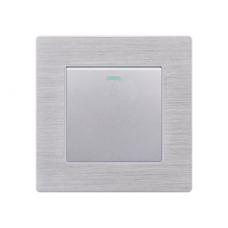 Wall power light switch with indicator light 1 gang 1/2/3 way luxury light push button switches aluminum alloy panel 220V