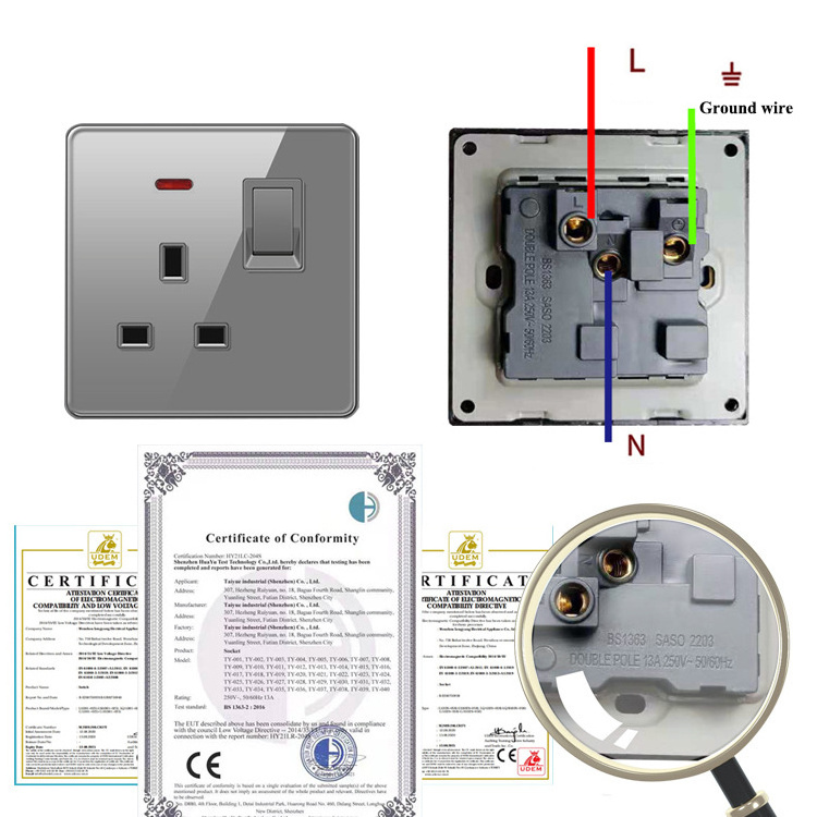 Universal 45A Wall Switch Electric Touch Light Switch With Led Light