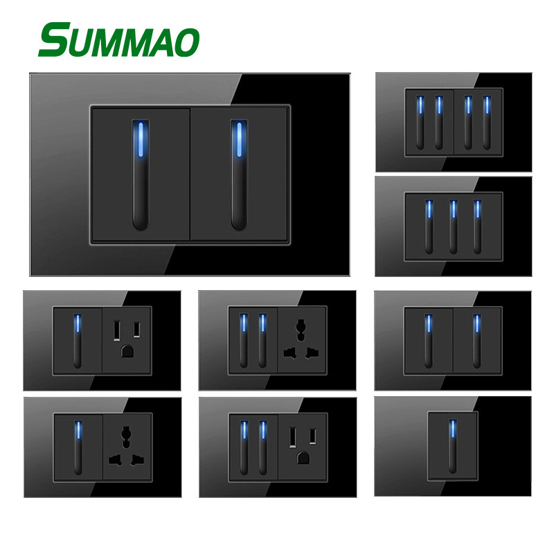 Summao US AU Universal Wall Switch Socket 1 2 3 4 Gang 1Way 2 Way Wall Light Switches