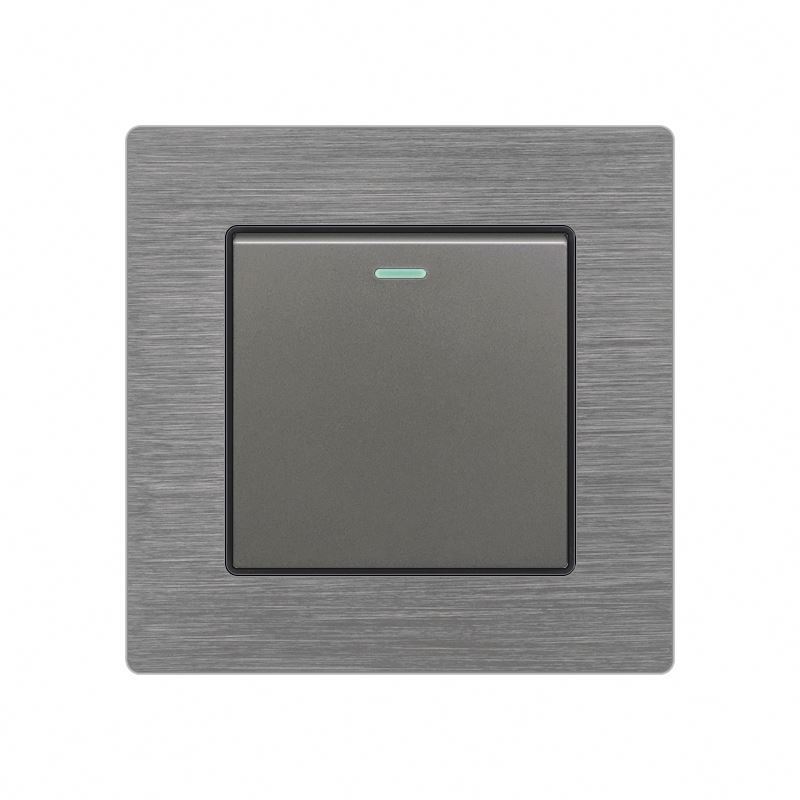 Wall power light switch with indicator light 1 gang 1/2/3 way luxury light push button switches aluminum alloy panel 220V