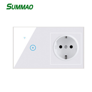 Summao 147 type Modularized Multi-function 1Gang Smart Touch Switch With EU 16A Wifi Power Socket