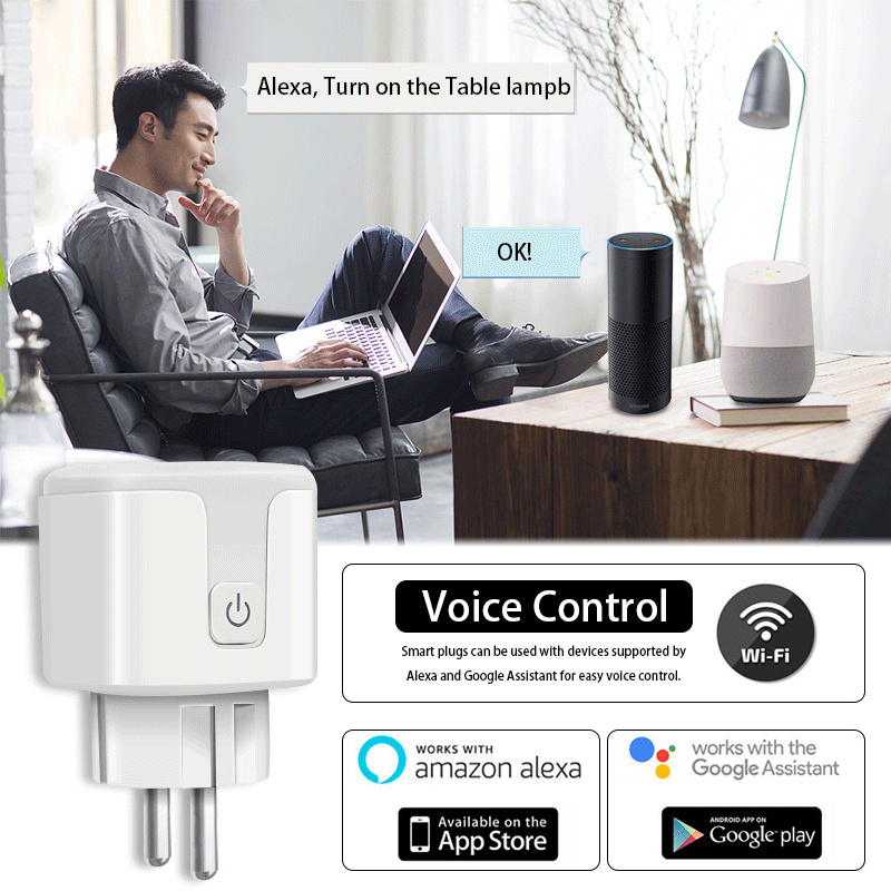 Tuya Wifi Eu Smart Plug 16A 220V Wireless Adapter Voice Remote Control Power Monitor Google Home Alexa Timer Socket