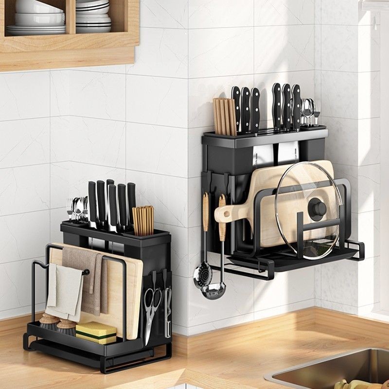 Kitchen Knife Holder Chopping Board Storage Rack Household Cutting Board Knife Pot Cover Chopsticks Drain Rack