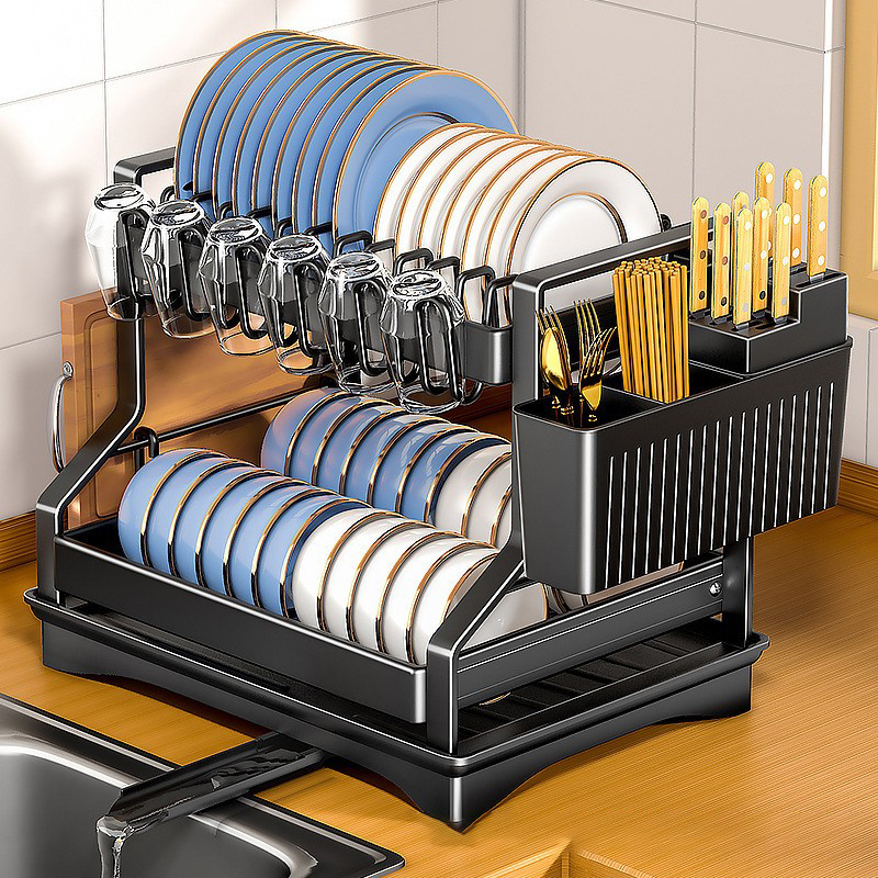 Wholesale kitchen sink storage rack dish plate bowl storage rack multi-functional cutlery storage rack