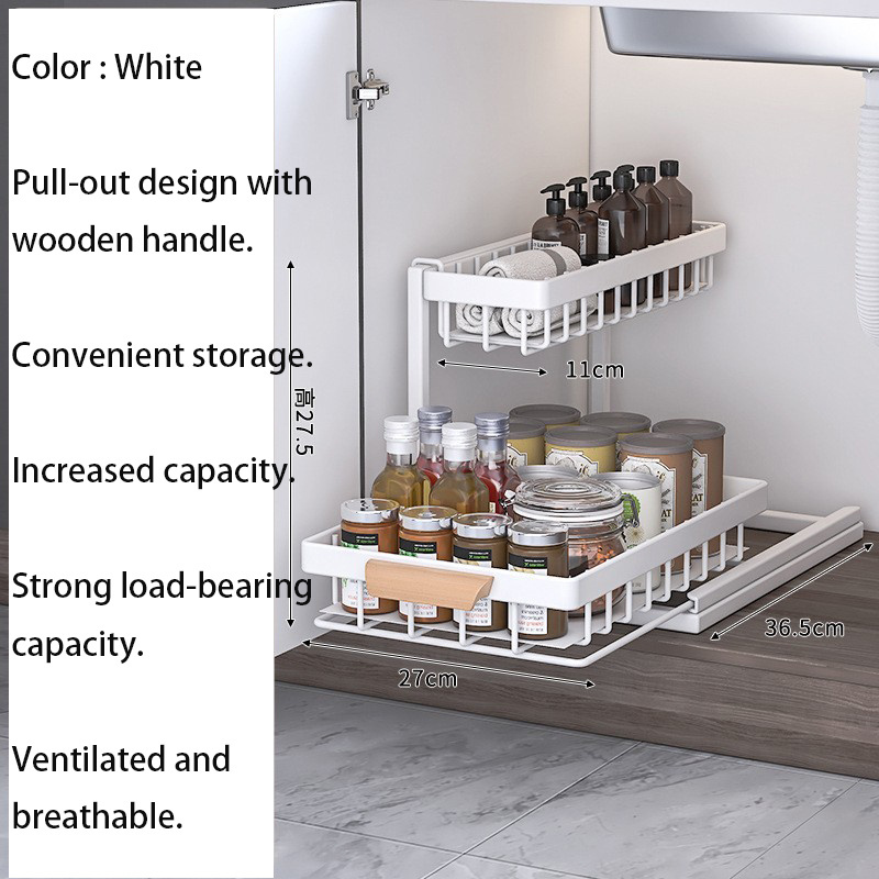 Exquisite Pull Out Under Sink Organizers and Storage with Sliding Storage Drawer 2 Tier Sliding Under Bathroom Cabinet