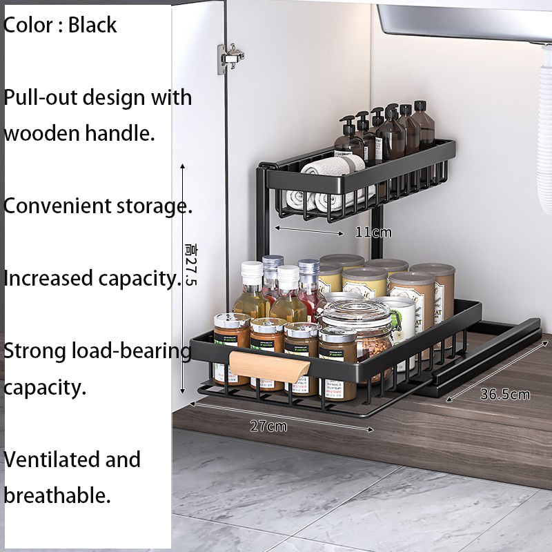 Exquisite Pull Out Under Sink Organizers and Storage with Sliding Storage Drawer 2 Tier Sliding Under Bathroom Cabinet