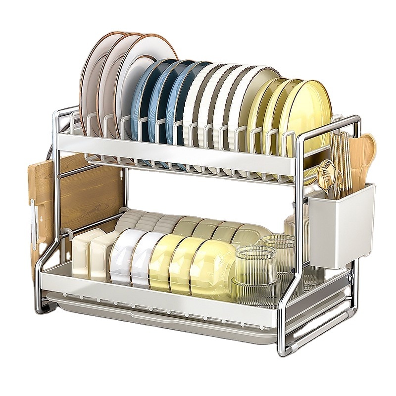 2024 Factory Wholesale Customized Dish Drainer Countertop Kitchen Shelf Sink Dish Rack Multifunctional Chopsticks Organizer