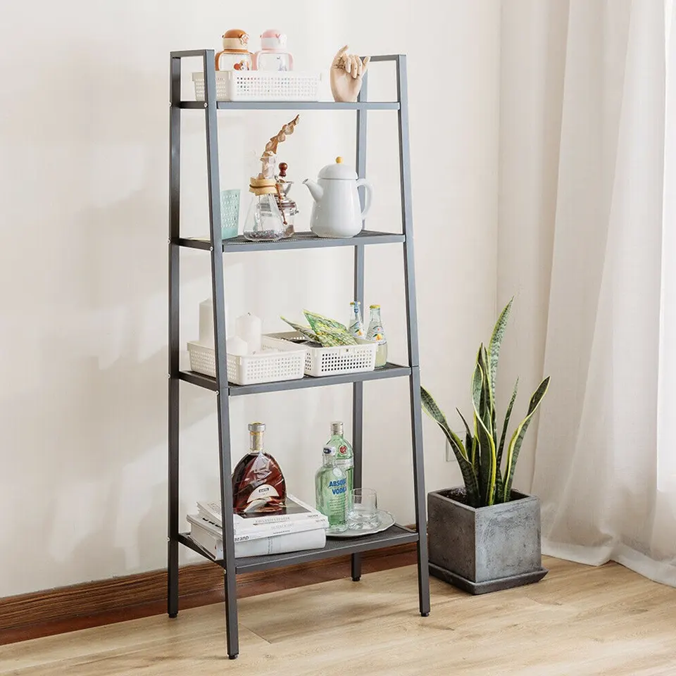 Trapezoidal shelf multi-layer bookshelf floor-to-ceiling bedroom art storage rack kitchen storage rack