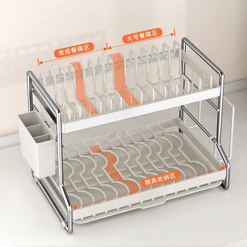 2024 Factory Wholesale Customized Dish Drainer Countertop Kitchen Shelf Sink Dish Rack Multifunctional Chopsticks Organizer