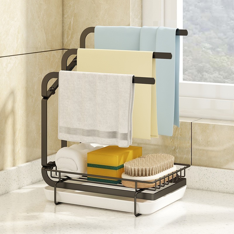 Kitchen rag rack countertop sink drain debris finishing rack kitchen supplies small object storage rack