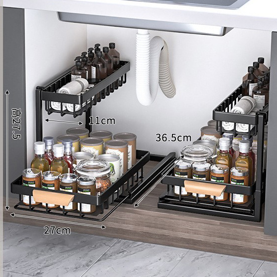 Exquisite Pull Out Under Sink Organizers and Storage with Sliding Storage Drawer 2 Tier Sliding Under Bathroom Cabinet