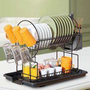 2024 Hot Selling Over The Sink Dish Drying Rack Kitchen Accessories Organizer Carbon Steel Dish Drainer Rack