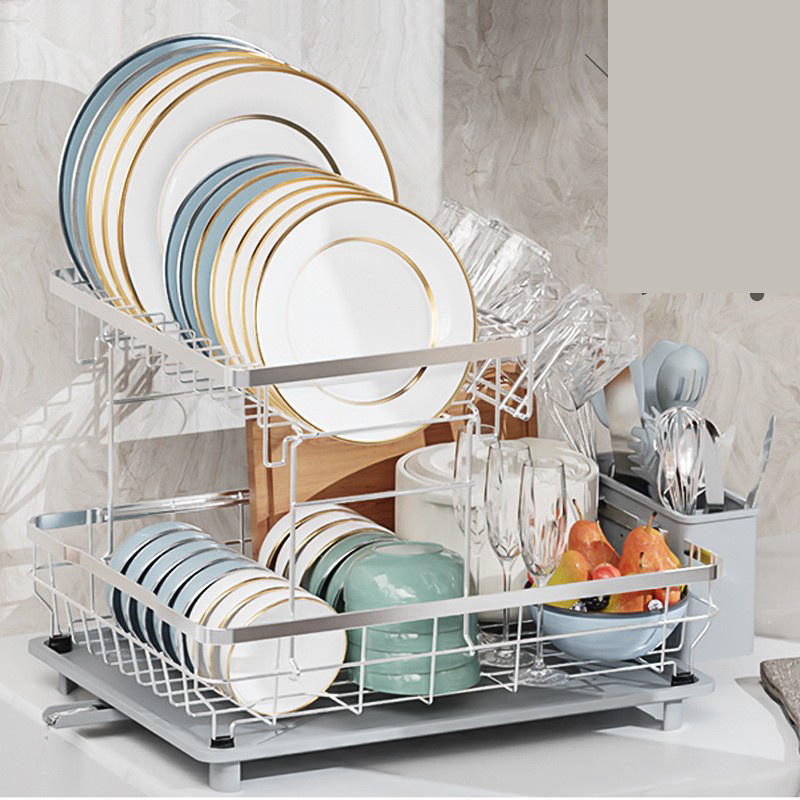 Manufacturer supplies installation-free kitchen dish rack double-layer drain rack dish rack for home use