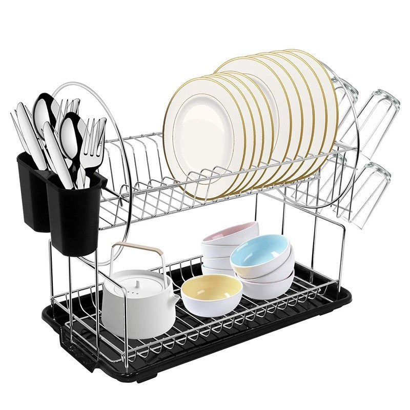 2024 Hot Selling Over The Sink Dish Drying Rack Kitchen Accessories Organizer Carbon Steel Dish Drainer Rack