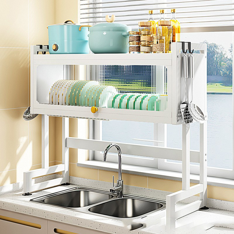 Hot selling Household 2 Tier Metal Dish Drying Rack Drain Bowl Cup Shelf Dish Dryer Cutlery Storage Holder Rack