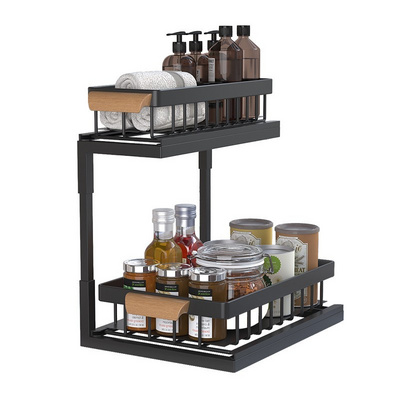 Exquisite Pull Out Under Sink Organizers and Storage with Sliding Storage Drawer 2 Tier Sliding Under Bathroom Cabinet