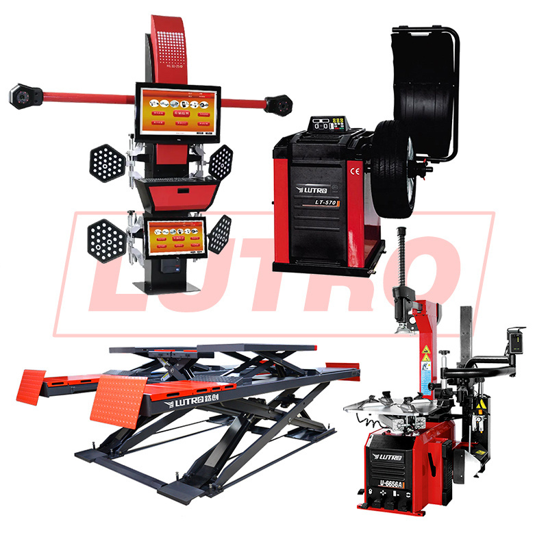 SHINELY Hydraulic Scissor Car Lift High Accuracy Wheel Alignment Machine Truck   Tire Changer And Balancer Combo