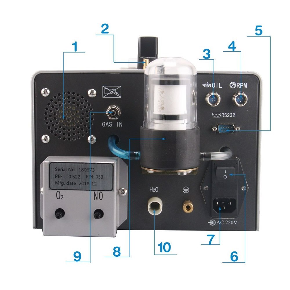 Portable Automotive Exhaust 5 Gas Analyzer 6GHz 2 port Car Engine Emissions Testing 5 Gas Portable Analyzer with Printer