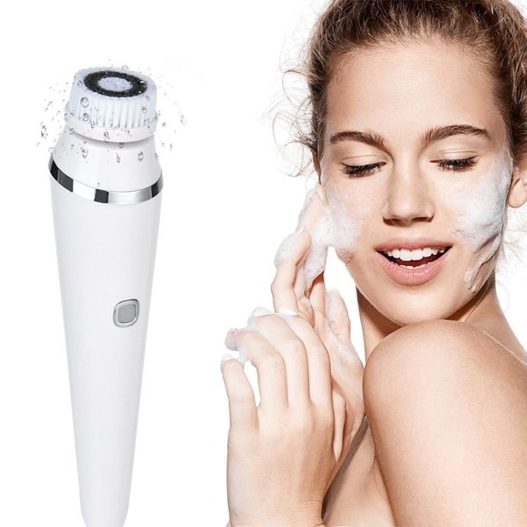 Rechargeable Electric Facial Face Scrub Wash Cleanser Spin Massager Brush Flex Silicone Face Cleaning Brush