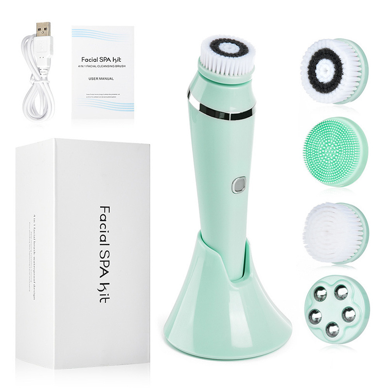 Rechargeable Electric Facial Face Scrub Wash Cleanser Spin Massager Brush Flex Silicone Face Cleaning Brush