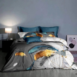 Wholesale Custom Printing Bedsheets Bed Sheet Duvet Cover 100% Cotton Fiber Polyester Quilt Cover Pillow Case 4 Pcs Bedding Set