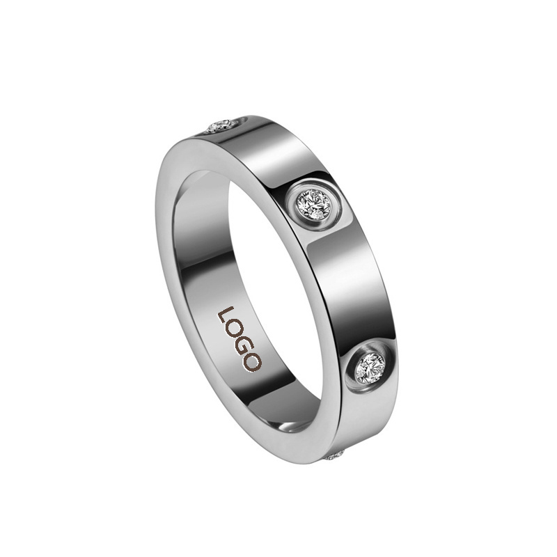 High quality custom couple luxury brand jewelry diamond titanium stainless steel classic screw  ring