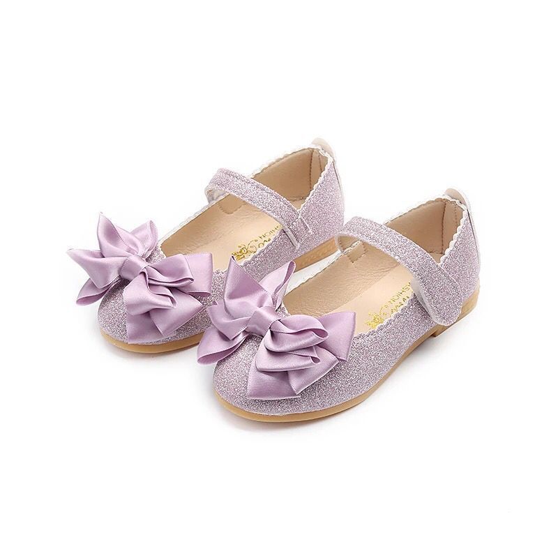 New Girls Baby Dance Party Shoe Glitter Children Shoes Gold Bling Princess Shoes 3-12 Years Kids Bright Leather Bow Flat Sandals