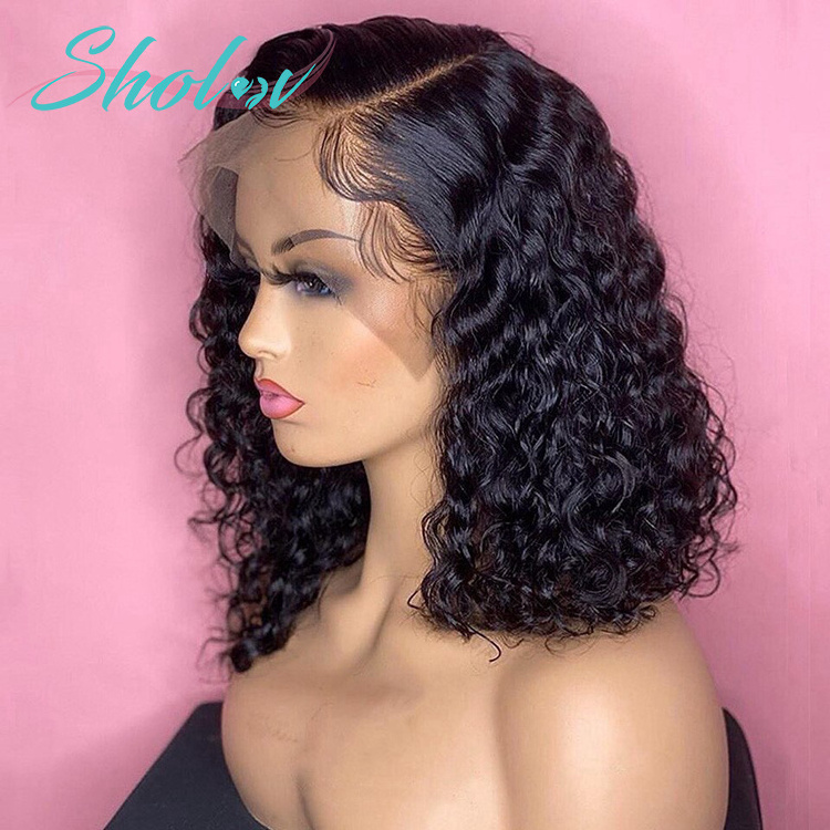 Cheap Afro Deep Kinky Curly Raw Indian Hair Short Frontal Bob Wigs HD Human Hair Glueless Full Lace Front Wigs For Black Women