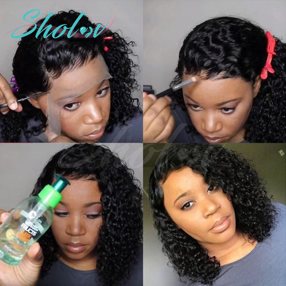 Cheap Afro Deep Kinky Curly Raw Indian Hair Short Frontal Bob Wigs HD Human Hair Glueless Full Lace Front Wigs For Black Women