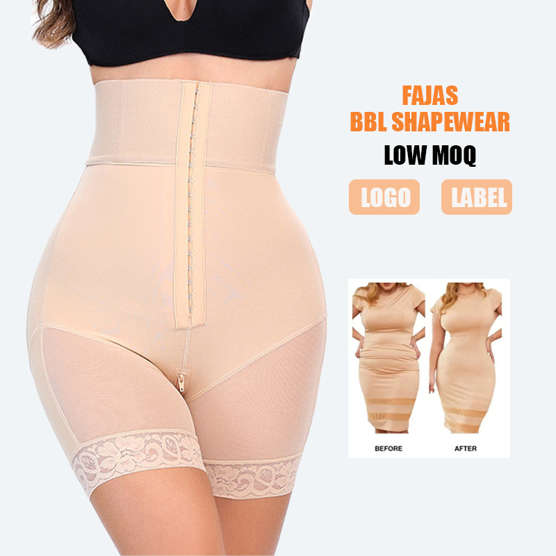 Custom Bbl Shapewear Shorts With Hook Fajas Colombianas Post Surgery High Waist Butt Lifter Women Shapewear Fajas Short