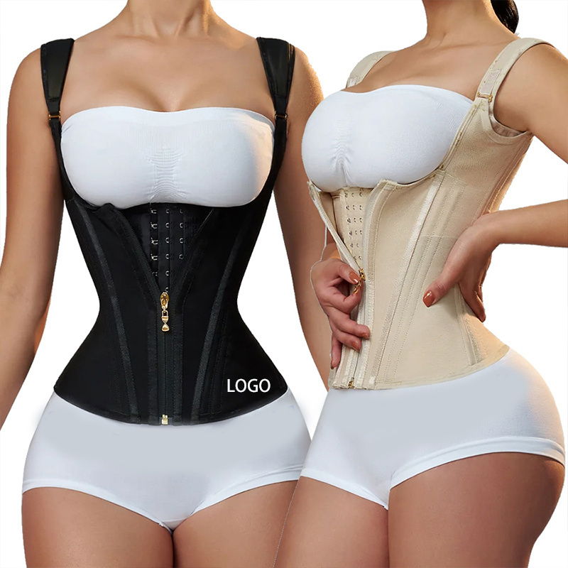 Wholesale Colombian Girdles Fajas Steel Bones  Gaine Ventre Plat Tummy Shaper 16 Steel Boned High Spine Protection Corset Women