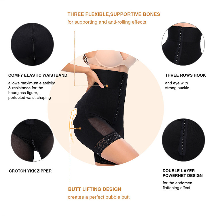 Custom Bbl Shapewear Shorts With Hook Fajas Colombianas Post Surgery High Waist Butt Lifter Women Shapewear Fajas Short