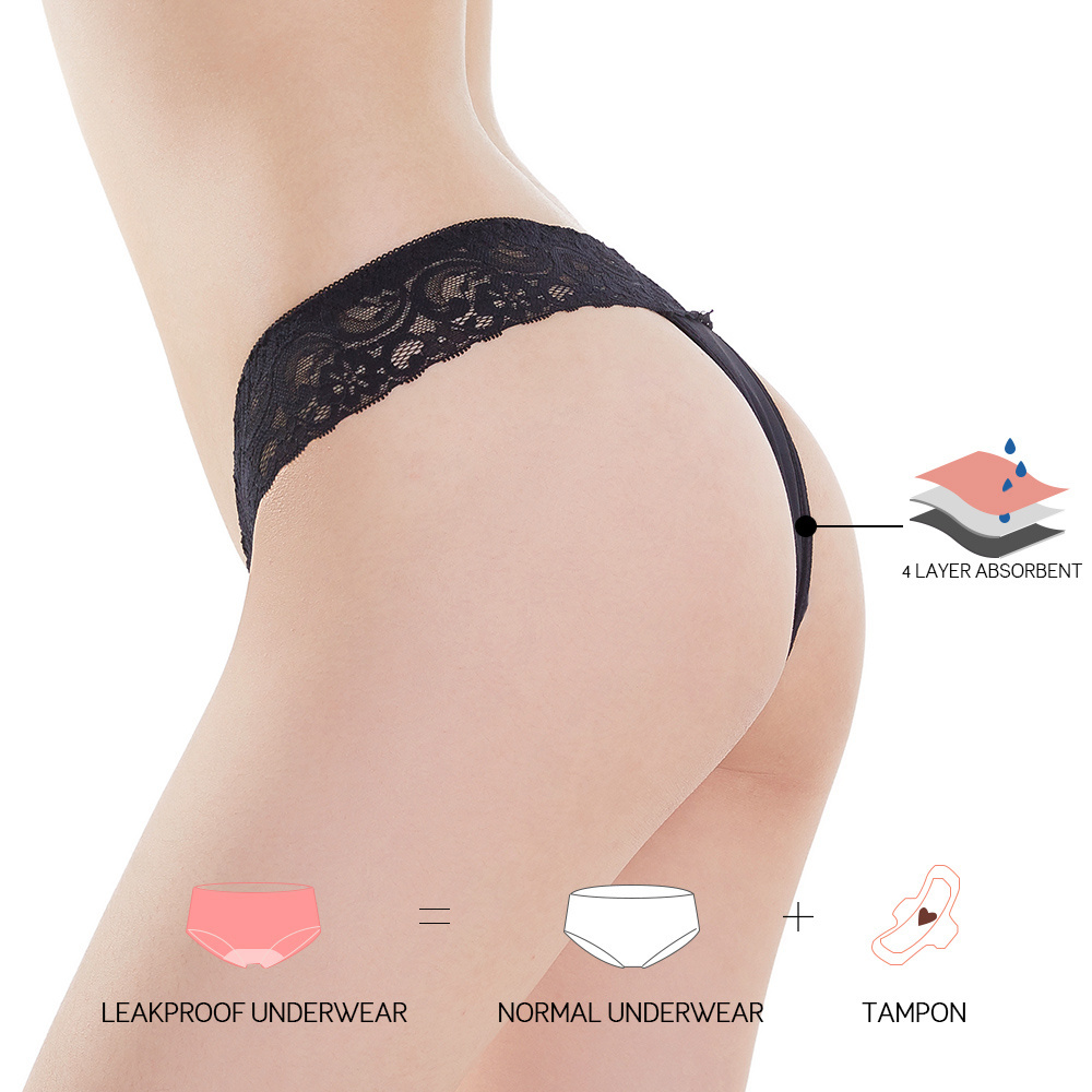 High Quality Certificated Ladies Seamless  Leakproof Period Underwear Women Menstrual Tanga G String Thongs Period Panties Sexy