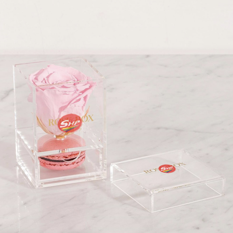 SHP Factory Wholesale Clear Acrylic Roses Flower Box with Drawer for Wedding Gifts