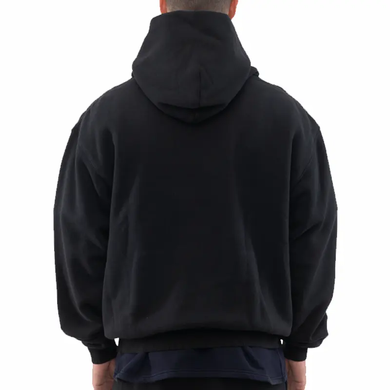 High Quality Custom Men's Hoodie Streetwear No String Drop Shoulder Pullover Plain Blank Cotton Hoodies in Black and White