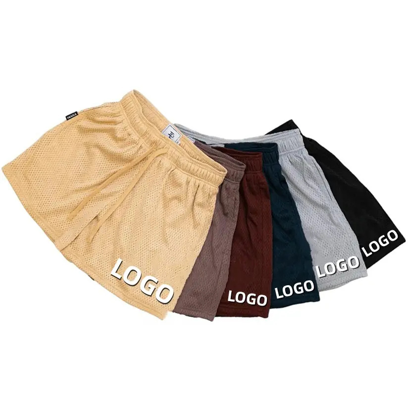 High Quality Men's Basketball Shorts 100% Polyester Custom Logo Sublimation Solid Plain Color Gym Workout Mesh Shorts