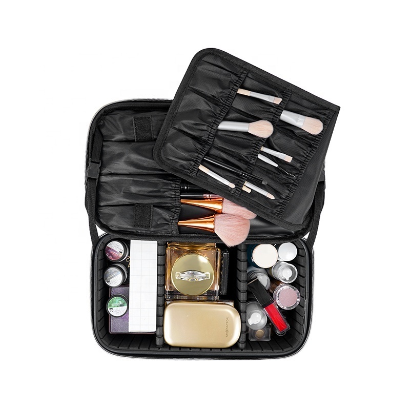 Professional Hair Dryer Cases Travel Makeup Bag Organizer Cosmetics Train Case Toiletry Bags With Handle & Brush Holder