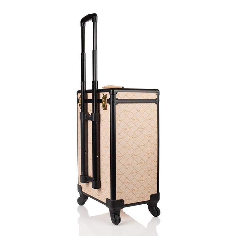 Rolling Makeup Case Large Storage Cosmetic Trolley with Sliding Drawer Makeup Train Case with Key Swivel Wheels Salon Barber Box