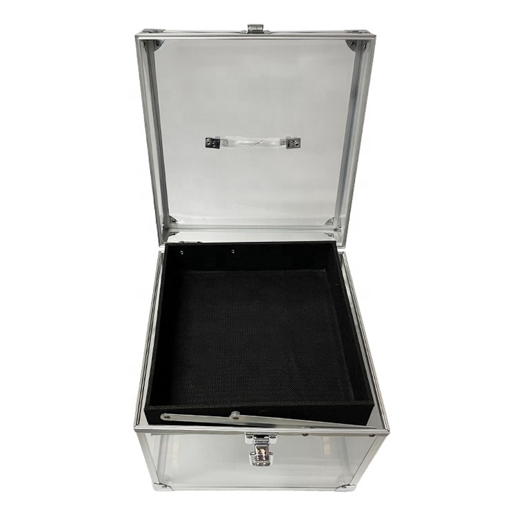 9 Inch Transparent Crown Train Case Lockable Tiara Box Travelling Pageant Crown Case With Sash Tray For Women